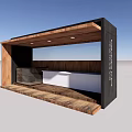 Modern Landscape Pavilion Featuring Wooden Structure Black Roof White Counter And Glass Railings