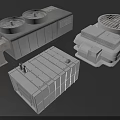 3D Rendered Industrial Equipment Models With Vents Pipes And Grille Enclosures