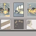 Decorative Wall Paintings Featuring Various Scenes And Light Effects