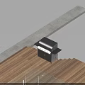 Outdoor Swimming Pool With Wooden Deck Metal Handrails And Concrete Floor