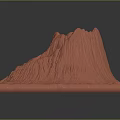 Detailed Red Volcanic Terrain 3D Model With Textured Surface And Square Base 3d model