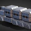 Sci Fi Mechanical Structure With Silver Modular Sections Geometric Panels And Glowing Details 3d model