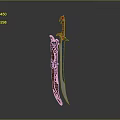 Ornate Fantasy Sword With Elaborate Hilt Decorative Red Gold Accents And Blue Blade