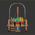 Modern ancient frame car rickhuke frame car trolley 3d model