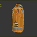 Orange Hand Grenade Weapon With Warning Label And Metallic Parts Design 3d model