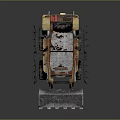 Detailed Yellow Brown Skid Steer Loader With Metal Bucket And Tracks