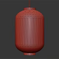 Red Furniture Decorative Lantern With Black Pattern And Golden Top Bottom