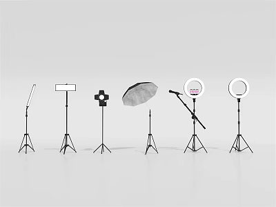 Professional Photography Studio Lighting Equipment With Softbox Ring Light Umbrella Square Light And Stands 3d model