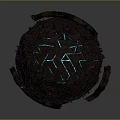 Ancient Fragmented Sphere With Glowing Blue Geometric Patterns And Tentacle Like Appendages