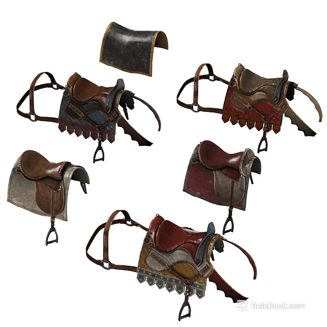 Different Collection of Handcrafted Leather Saddles for Equestrian Sports Equipment 3d model 