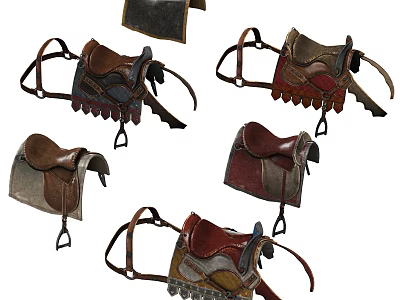 Different Collection of Handcrafted Leather Saddles for Equestrian Sports Equipment 3d model