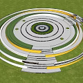 Circular Terraced Landscape Seating With Surrounding Trees Lawn And Central Area