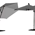 Light Gray Outdoor Umbrellas With Black Frames And Stable Base Stands 3d model