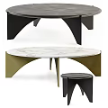 Elegant Round Coffee Table With Marble Top And Gold Black Curved Metal Base