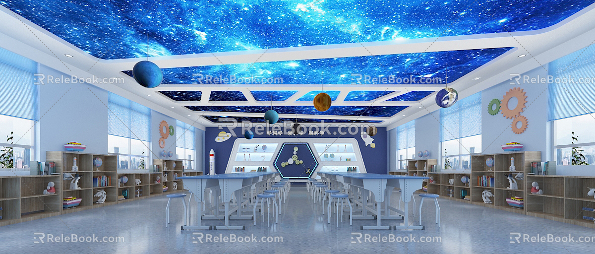 Modern classroom science and technology classroom 3d model