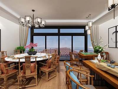 Chinese sun room roof leisure room 3d model