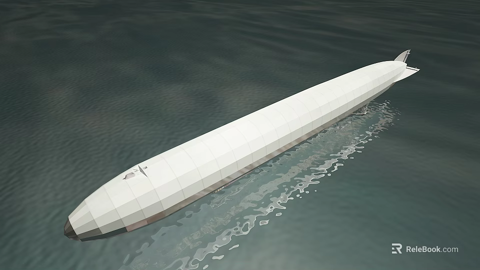 Modern White Submarine Warship Floating On Calm Water Surface With Sleek Aerodynamic Design 3d model 
