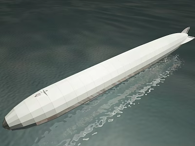 Modern White Submarine Warship Floating On Calm Water Surface With Sleek Aerodynamic Design 3d model