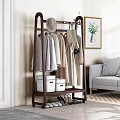 Clothing Rack In Living Room With Hats Clothes And Storage