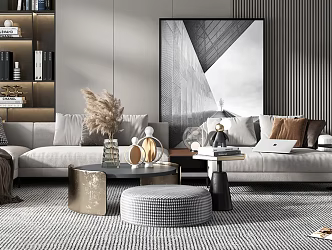 Modern Sofa Coffee Table Combination Sofa Leisure Chair Multi-person Sofa 3d model