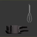 Modern Kitchen Living Supplies Set With Pots Pans Spatula Whisk And Coffee Mug