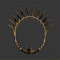 Ornate Gold Crown With Intricate Spiked Design And Detailed Carvings