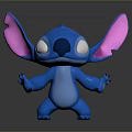 Blue Cartoon Character Figurine With Pink Ears White Eyes And Outstretched Arms