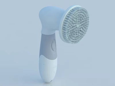 White And Gray Electric Facial Cleansing Brush With Ergonomic Handle And Soft Bristles 3d model