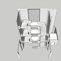 Staircase Design In Building Interior With Multiple Levels And Connected Platforms 3d model