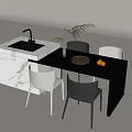 Modern Minimalist Island Table Dining Table Chair 3d model