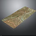 3D Topographic Map Showing Mountain Ranges River Valleys And Natural Color On Dark Background