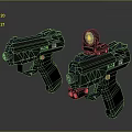 Pair of Black Tactical Pistols With Modern Design And Scope Attachment