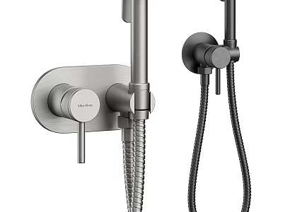 Modern Wall Mounted Shower Faucet With Handheld Sprayer And Brushed Nickel Finish 3d model