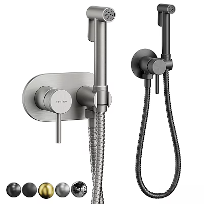 Modern Wall Mounted Shower Faucet With Handheld Sprayer And Brushed Nickel Finish 3d model