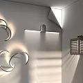 Modern Minimalist Metal Wall Lamps With Curved Shape And Soft Light Projection On White Wall