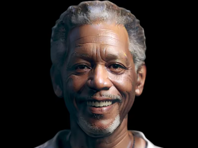 Elderly Man With Gray Hair Friendly Smiling In Black Background Frontal Portrait 3d model