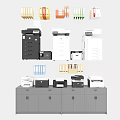 Office Equipment Collection Featuring Multifunction Printers File Cabinets And Colored Folders 3d model
