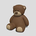 Brown Teddy Bear Stuffed Toy with Soft Plush Material Sitting Pose and Beige Paws 3d model