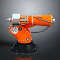 Orange Industrial Robot Arm With Silver Components And Black Base Structure 3d model