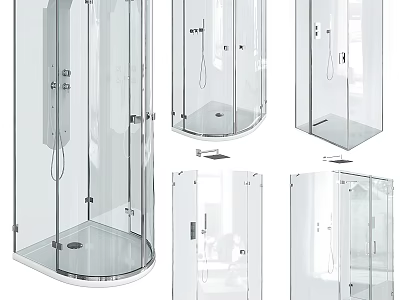 Modern Shower Sauna Enclosure Design With Transparent Glass And Chrome Fittings 3d model