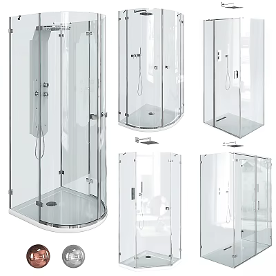 Modern Shower Sauna Enclosure Design With Transparent Glass And Chrome Fittings 3d model