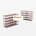 Two Multi Tier Storage Shelves with Metal Frame and Wooden Shelves