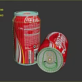 Coca Cola Soft Drink Red Cans Standing And Lying On Reflective Surface 3d model