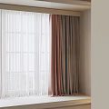 Modern Window Curtain Combination With White Sheer Pink And Gray Fabric Panels