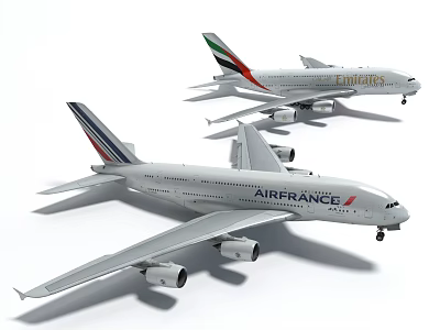 High Detail 3D Models Of Air France And Emirates Passenger Airplanes 3d model