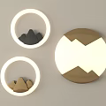 Modern Circular Wall Lamps With White Frame Mountain Pattern And Illuminated Design 3d model