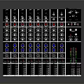 Professional Audio Mixer with Multiple Channels Control Knobs Faders and LED Indicators