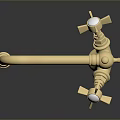 Elegant Golden Faucet With Curved Spout Decorative Knob And Pearl Accent