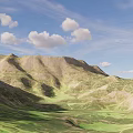 Mountainous Garden Landscape With Rolling Terrain And Lush Green Vegetation