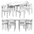 Modern Dining Table And Chairs Set With Blue Orange Seats And Gold Metal Legs